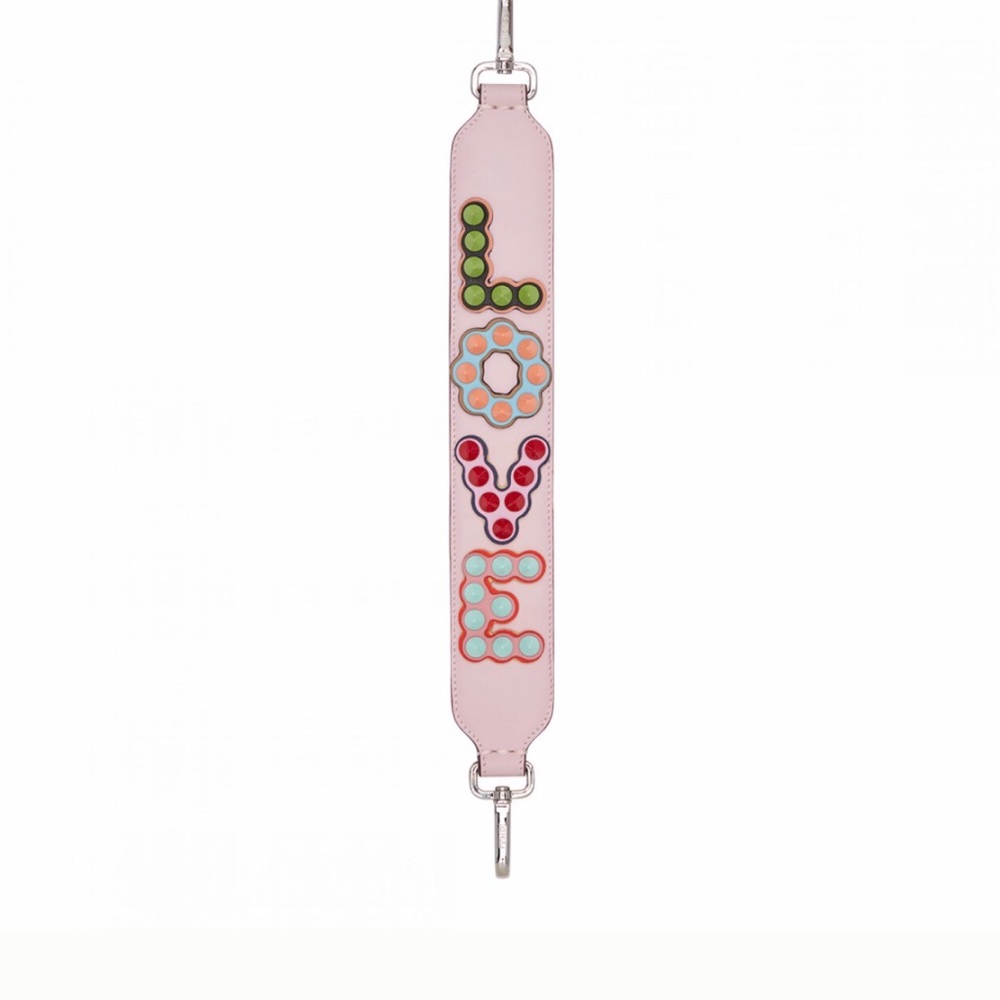 Fendi Pink Mini Bag Strap with Multicolor LOVE Design